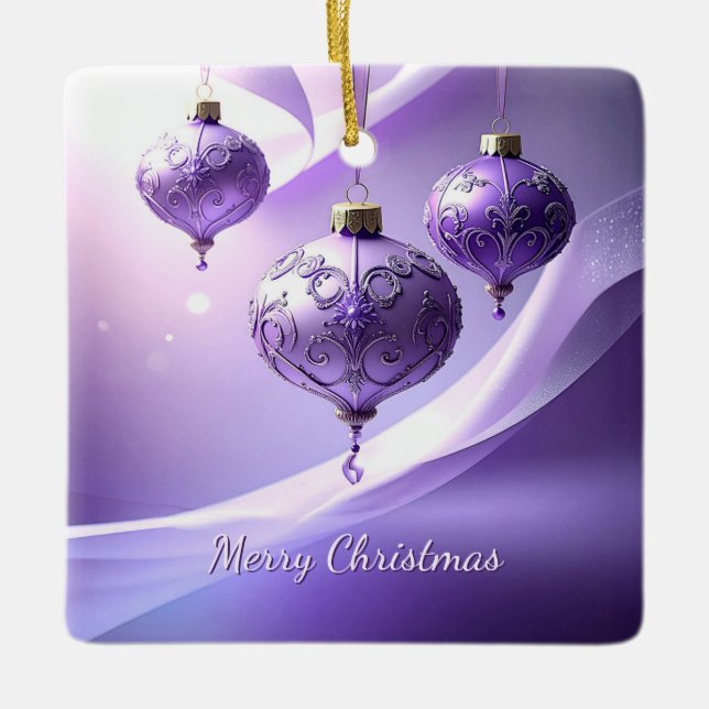 Purple Decorative Christmas Ball Holiday Ornament (Front)