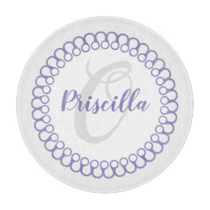Purple Decorative Circle Monogram Cutting Board