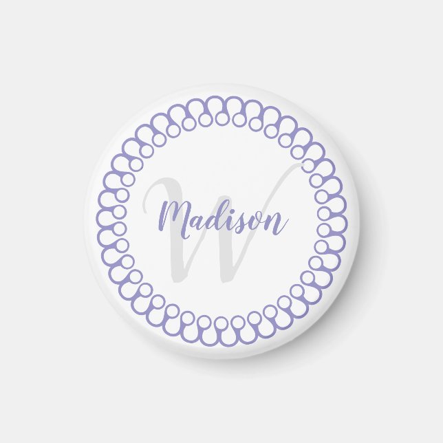 Purple Decorative Circle Monogram Magnet (Front)