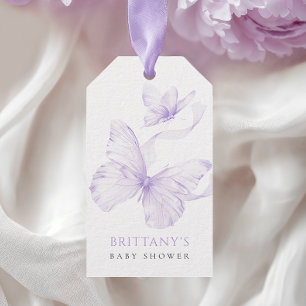 Purple Delicate Butterfly Baby Shower Gift Tags
