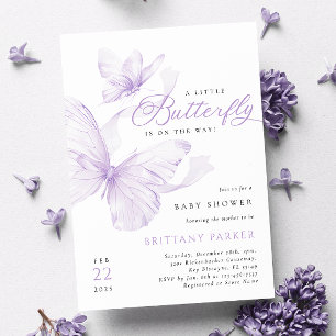 Purple Delicate Butterfly Baby Shower Invitation