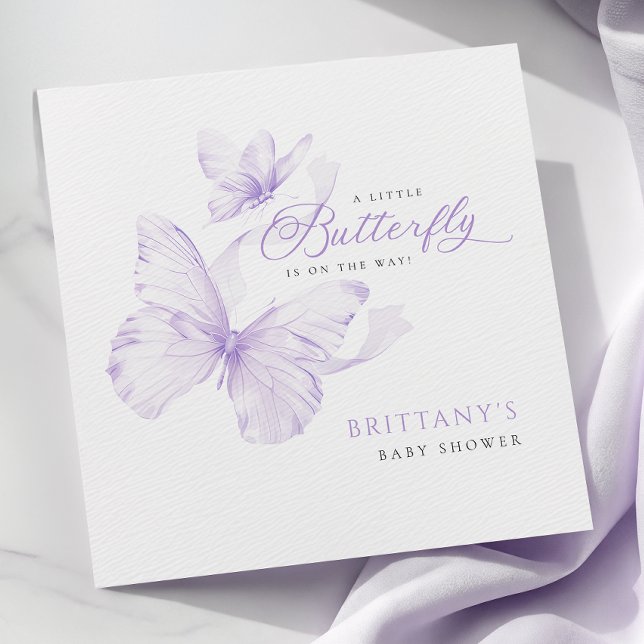 Purple Delicate Butterfly Baby Shower Napkin (Creator Uploaded)