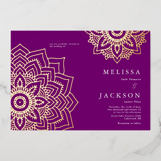 Purple Delicate gold mandala Wedding (Front)