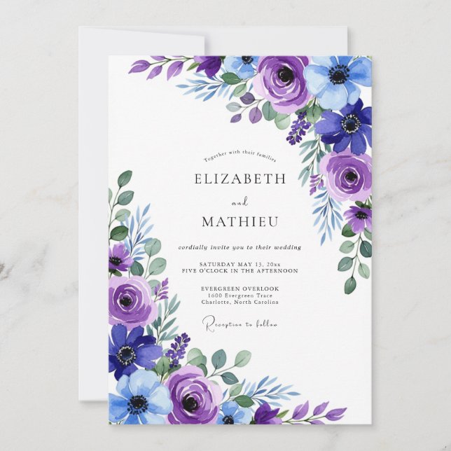 Purple Delightful Spring Wedding Invitation (Front)