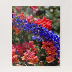 Purple Delphinium and Orange Snapdragon, Palo Alto Jigsaw Puzzle
