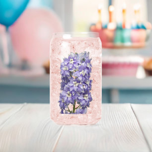 Purple Delphinium Blooms Floral Can Glass