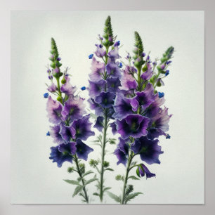 Purple Delphinium Flower Art Print Poster