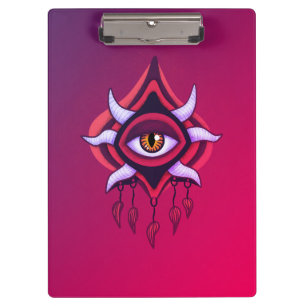 Purple Demon Eye - Gothic Occult Art Clipboard