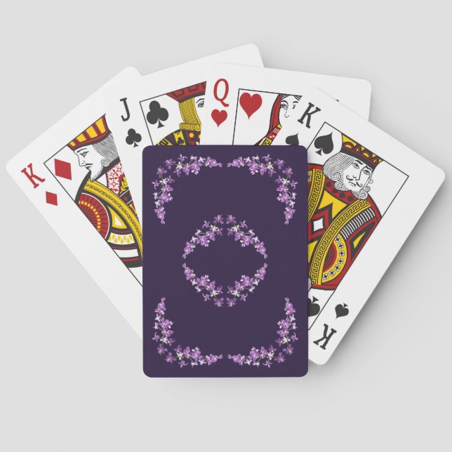 Purple Dendrobium Orchids Motif Playing Cards (Back)