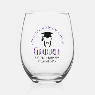 Purple Dental School Custom Dentist Graduation Stemless Wine Glass