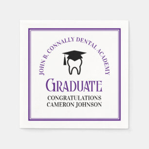 Purple Dental School Custom Graduation Party Napkin