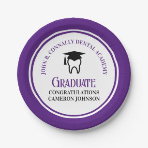 Purple Dental School Custom Graduation Party Paper Plate