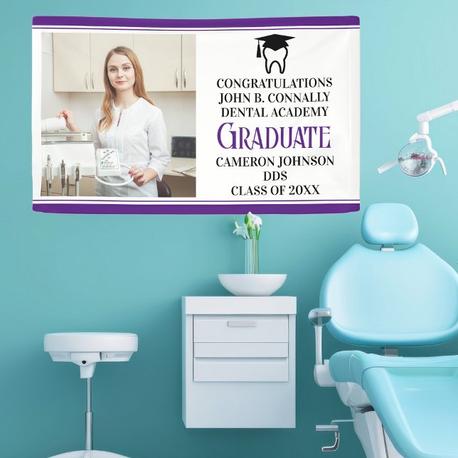Purple Dental School Graduation Party Photo Banner (Creator Uploaded)
