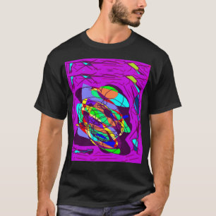Purple design with black circles and mixed colours T-Shirt