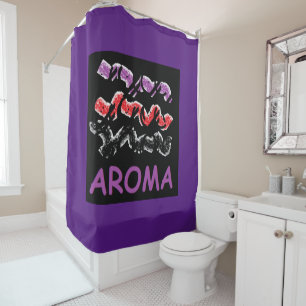Purple design with text word shower curtain