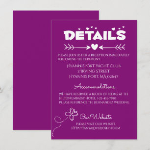 Purple Details Wedding Hearts & Butterflies Invitation