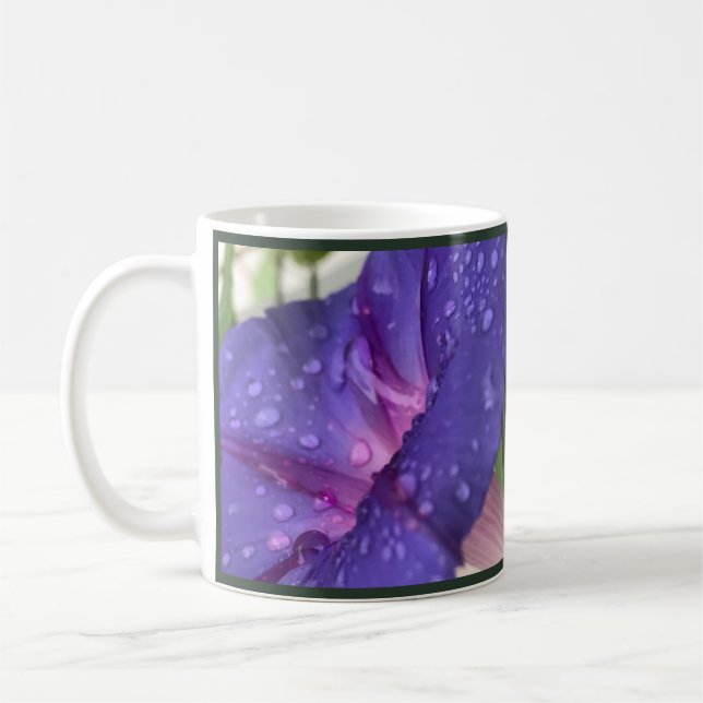 Purple Dewdrop Morning Glory Coffee Mug (Left)