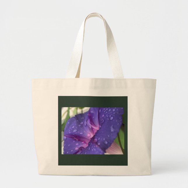 Purple Dewdrop Morning Glory  Large Tote Bag (Front)