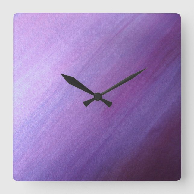 Purple Diagonal Design Square Wall Clock (Front)