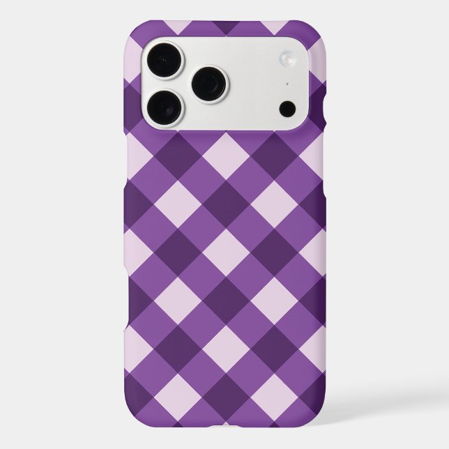 Purple Diagonal Gingham Check Seamless Pattern (Back)