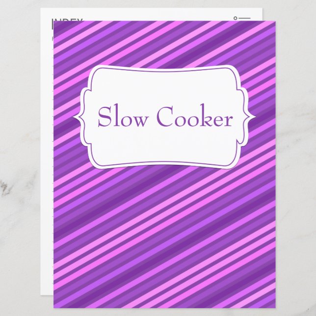 Purple Diagonal Striped Recipe Category/Index (Front/Back)