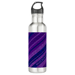 Purple Diagonal Stripes Personalised 710 Ml Water Bottle
