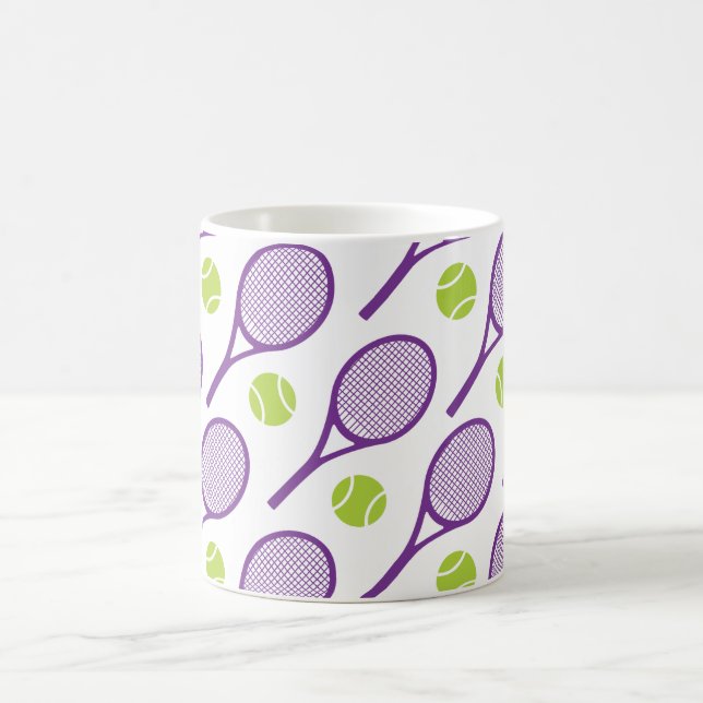 Purple diagonal tennis rackets coffee mug (Center)