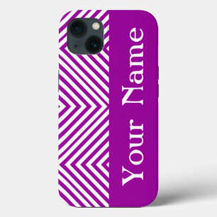 Purple Diamond Chevron with name @ Emporiomoffa iPhone 13 Case
