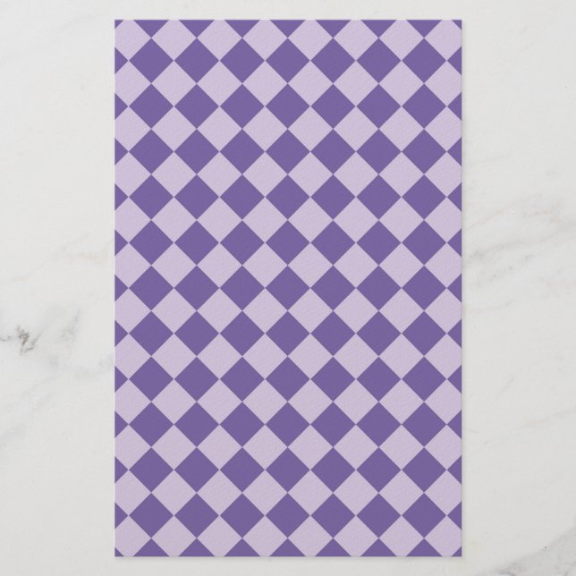 Purple Diamond Harlequin Chequered Pattern Stationery (Front)