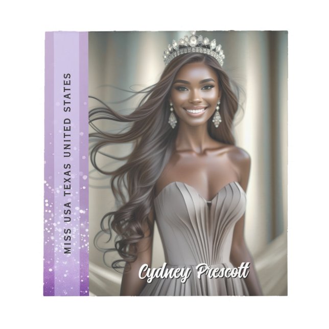 Purple Diamond Pageant Sash Photo Notepad (Front)
