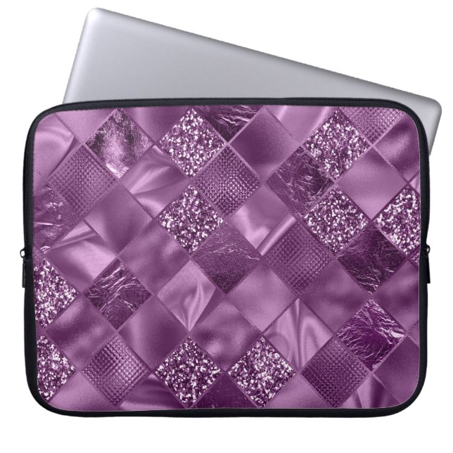 PURPLE DIAMOND SHIMMER DIAMOND PATTERN LAPTOP SLEEVE (Front)