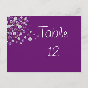 Purple Diamond Table Number Card Wedding