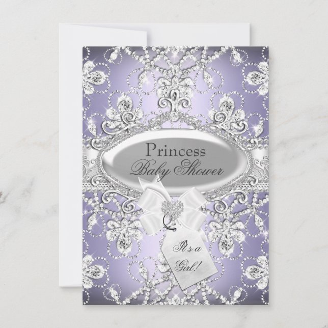 Purple Diamond Tiara Princess Baby Shower Invite (Front)