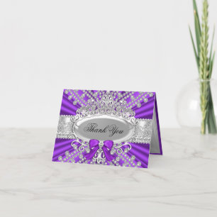 Purple Diamond & Tiara Thank You Card