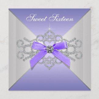 Purple Diamonds Lavender Sweet 16 Birthday Party Invitation