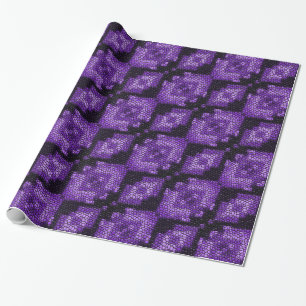 Purple Diamonds Mosaic Tiles Wrapping Paper