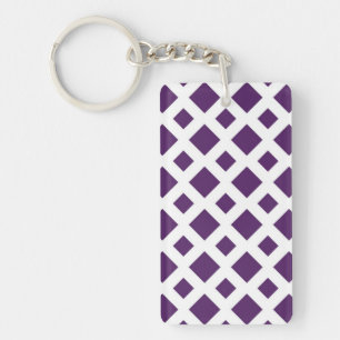 Purple Diamonds on White Key Ring