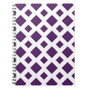 Purple Diamonds on White Spiral Notebook
