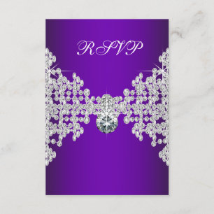 Purple Diamonds Purple Sweet Sixteen Birthday RSVP Card