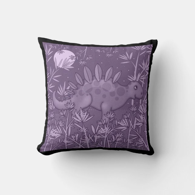 Purple Dinosaur Kids Throw Pillow (Front)