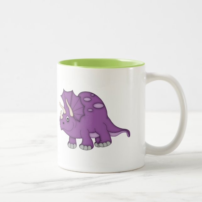 Purple Dinosaur+Personalise Name Two-Tone Coffee Mug (Right)