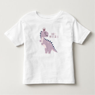 Purple Dinosaur Princess with Crown Girls T-Shirt