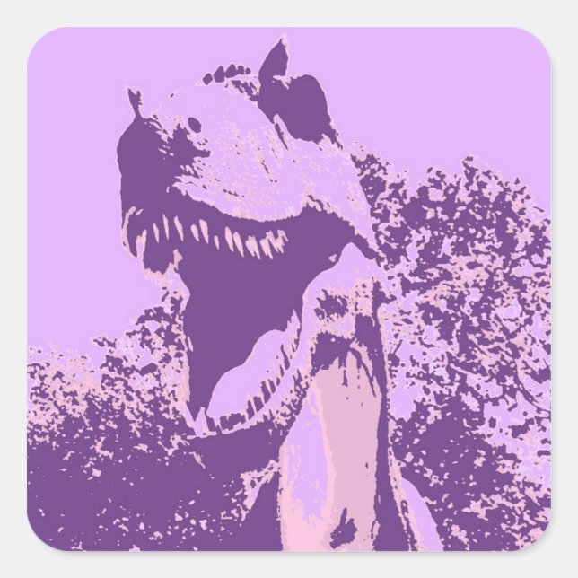 Purple Dinosaur T-Rex Square Sticker (Front)