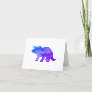 Purple Dinosaur Triceratops Thank You Card