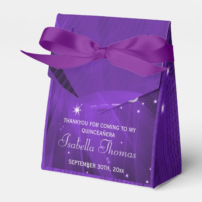 Purple Disco Ball and Sparkle Heels Favour box (Front Side)