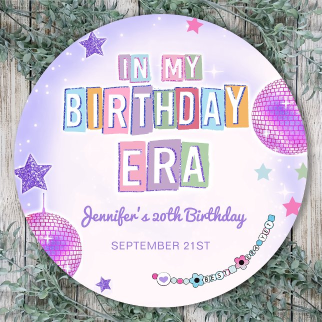 Purple Disco Ball In My Birthday Era  Classic Round Sticker (Creator Uploaded)
