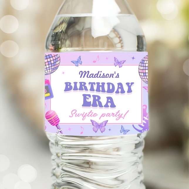 Purple Disco In My Birthday Era Birthday Water Bottle Label (Creator Uploaded)