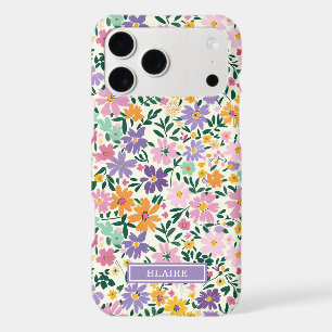 Purple Ditsy Flowers Monogrammed