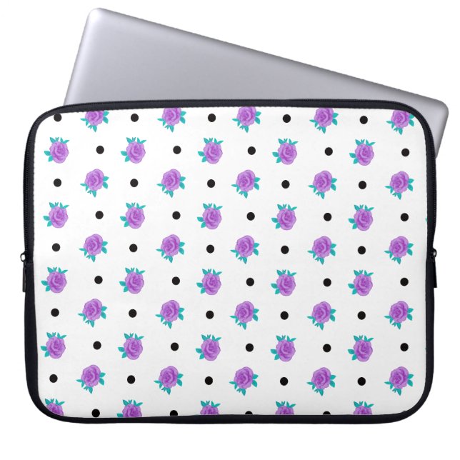 Purple Ditsy Roses Laptop Sleeve (Front)