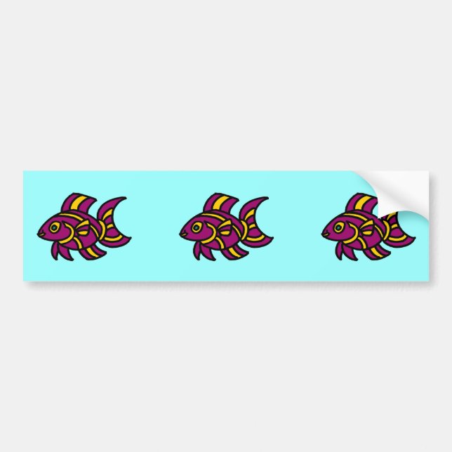 Purple Ditzyfish with Yellow Stripes Bumper Sticker (Front)